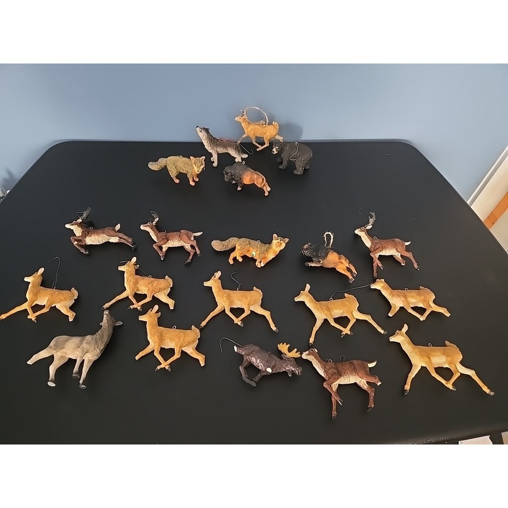 Animal Wildlife Wolf Deer Bear Bison Fox Ornament Figurine Hand Painted Resin